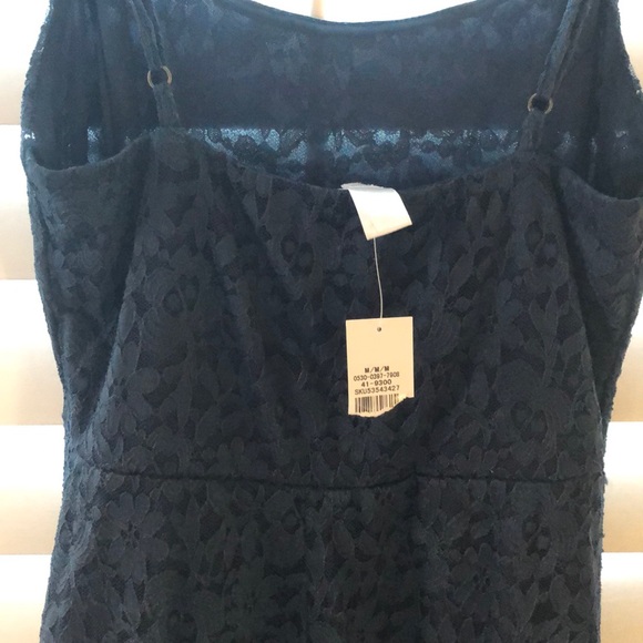 Navy Lace Dress With Straps - Picture 4 of 4